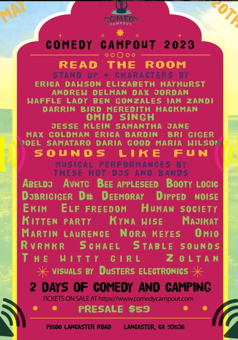 Music and Comedy Campout flyer